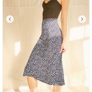 Silky Print Midi Skirt